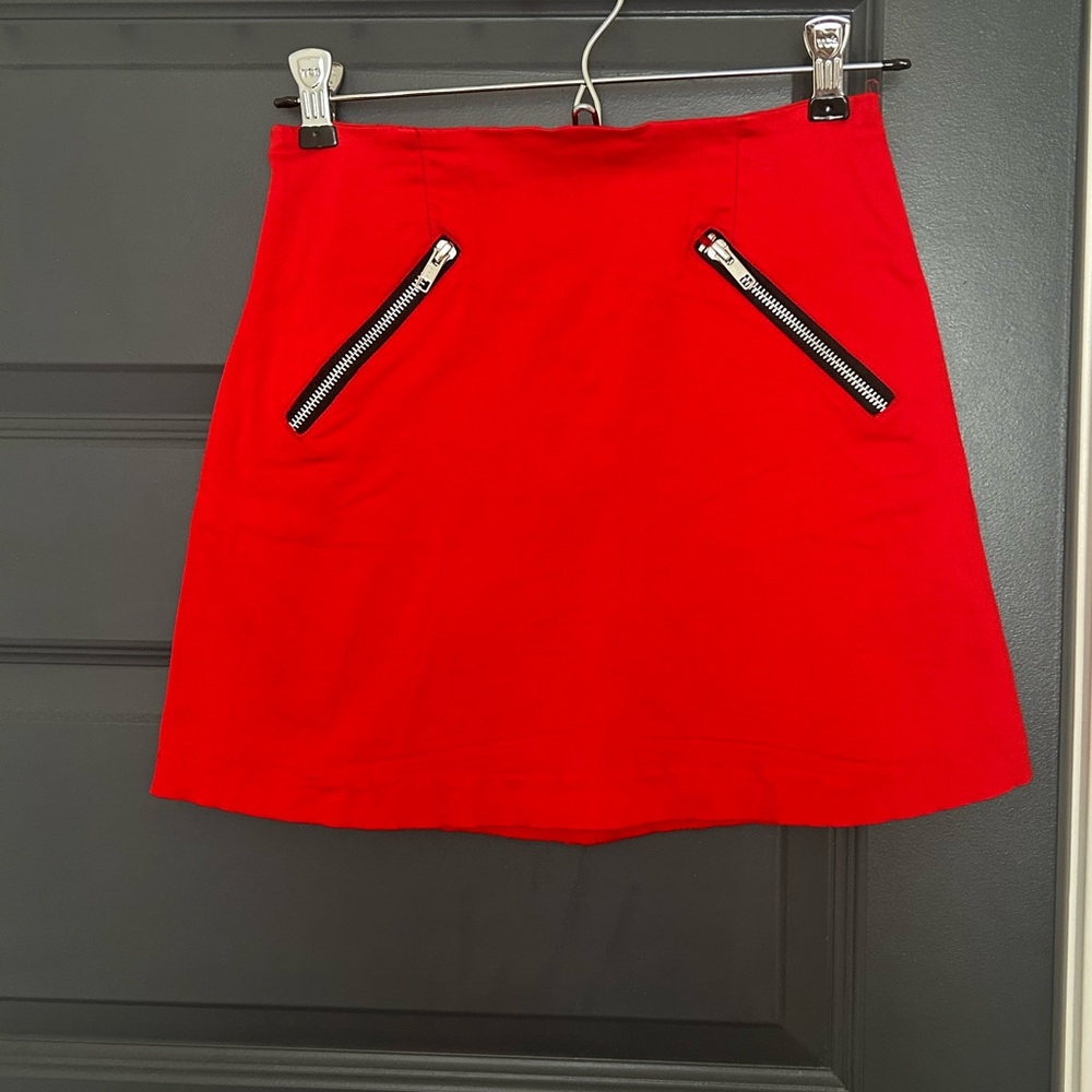 Motel Rocks A-Line Mini Skirt with Zipper Accents